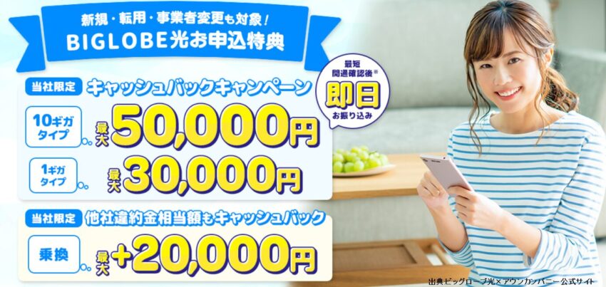BIGLOBE光の代理店アウンカンパニーのキャンペーン