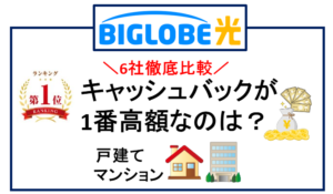 【6社比較】BIGLOBE光で1番高額なキャッシュバックがもらえる申し込み先は？