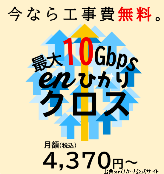 enひかりクロスは今なら工事費無料キャンペーン実施中