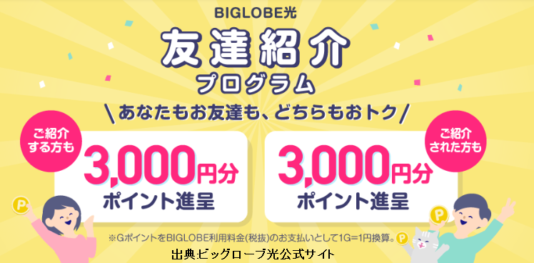 BIGLOBE光には友達紹介プログラムがある