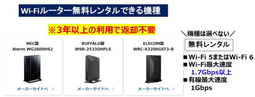 GMOとくとくBB光で無料レンタルできるルーターはこちらの3つの機種